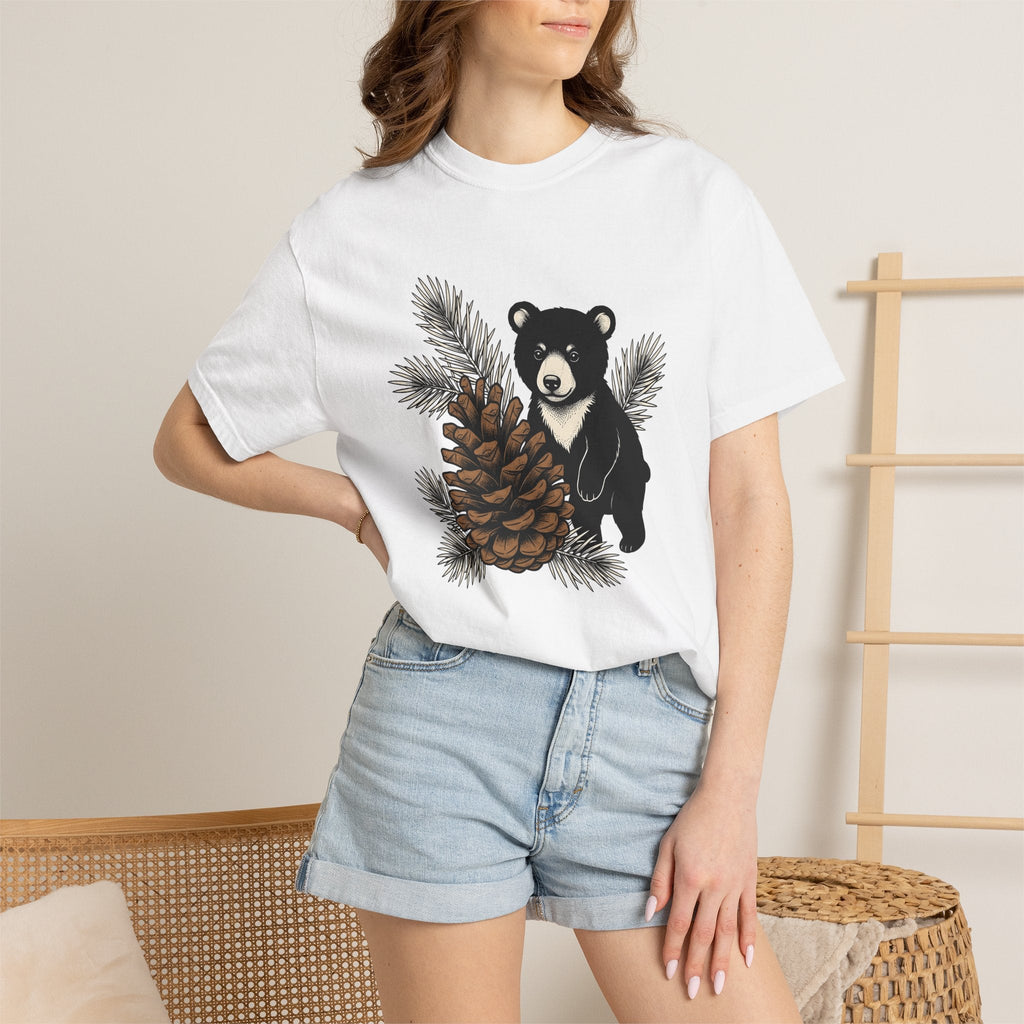 Bear Pinecone Shirt Animals Forest Unisex Gift Block Print product image 6
