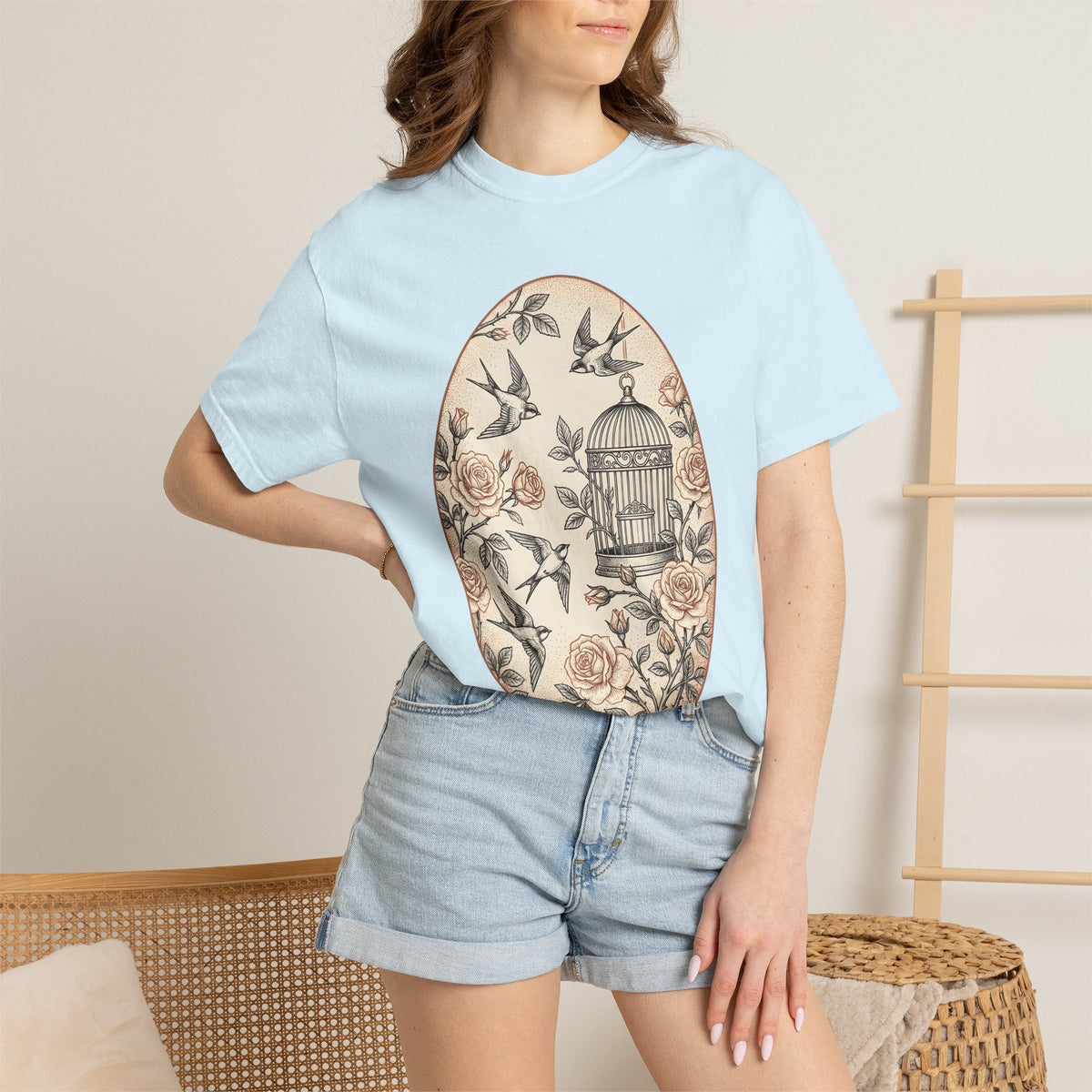 Flower Egg Birds Shirt Easter Wildlife Unisex Gift Retro product image 9