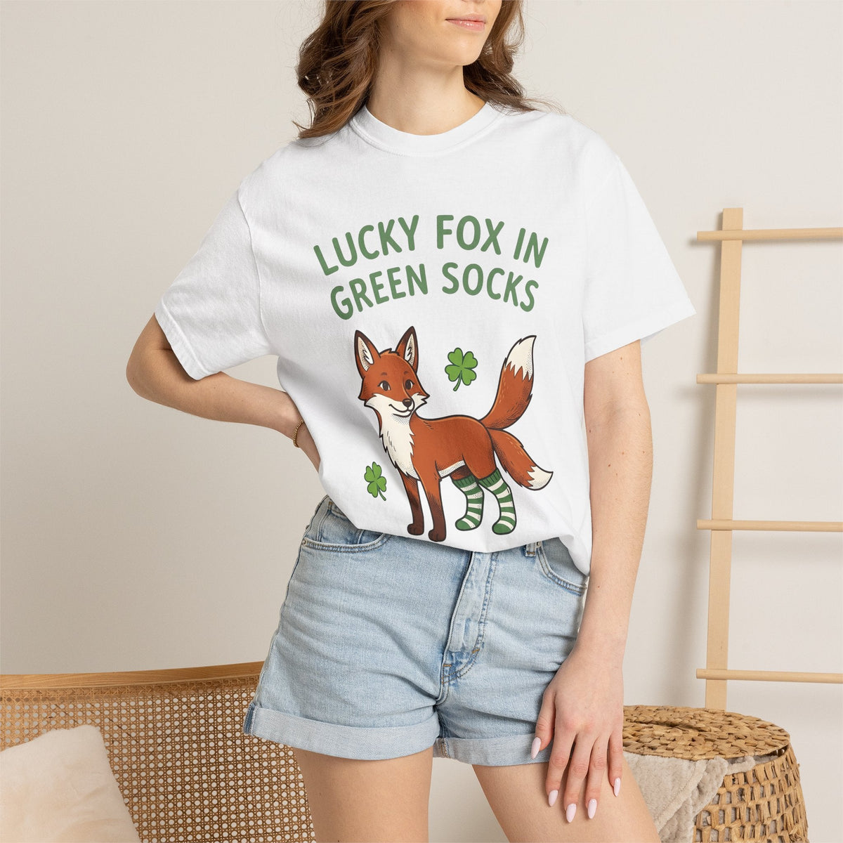 Fox Socks Shirt St Patrick's Day Creatures Unisex Gift Illustration Tee Socks