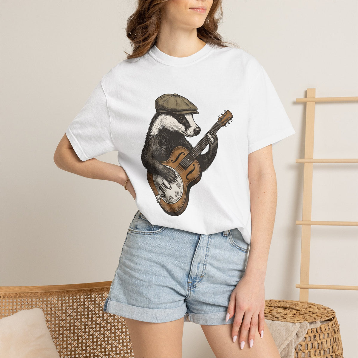 Badger Guitar Shirt Animals Melody Unisex Gift Antique Tee product image 6