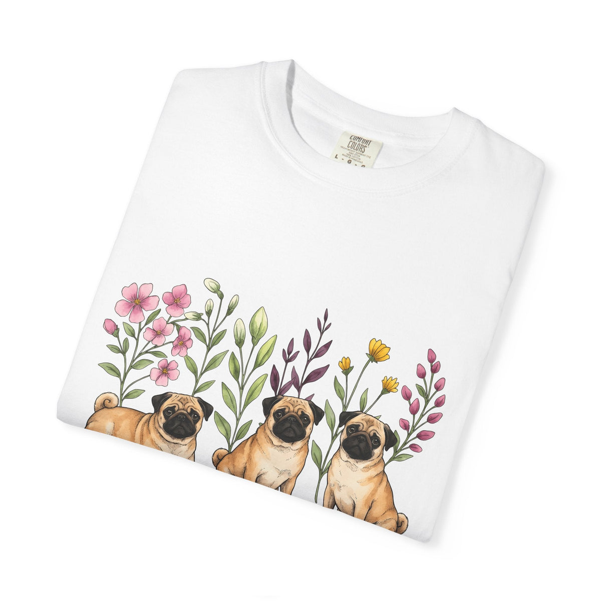 Pug Group Shirt Dog Plants Unisex Gift Line Art Tee T-Shirt product image 5