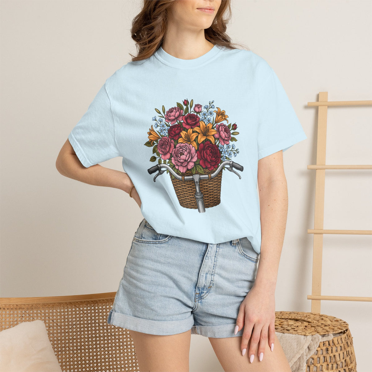 Cycle Basket Flowers Shirt Easter Petals Unisex Gift Floral product image 9