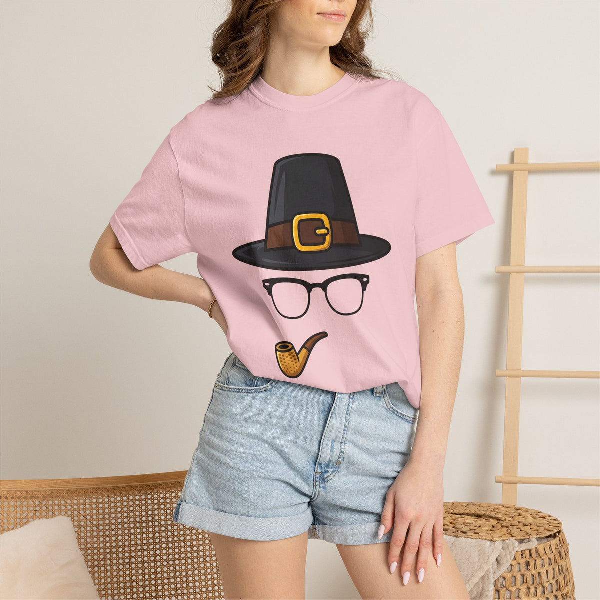 Pilgrim Hat Cartoon T-Shirt – Funny Thanksgiving Prank Humor, Unisex Graphic Tee