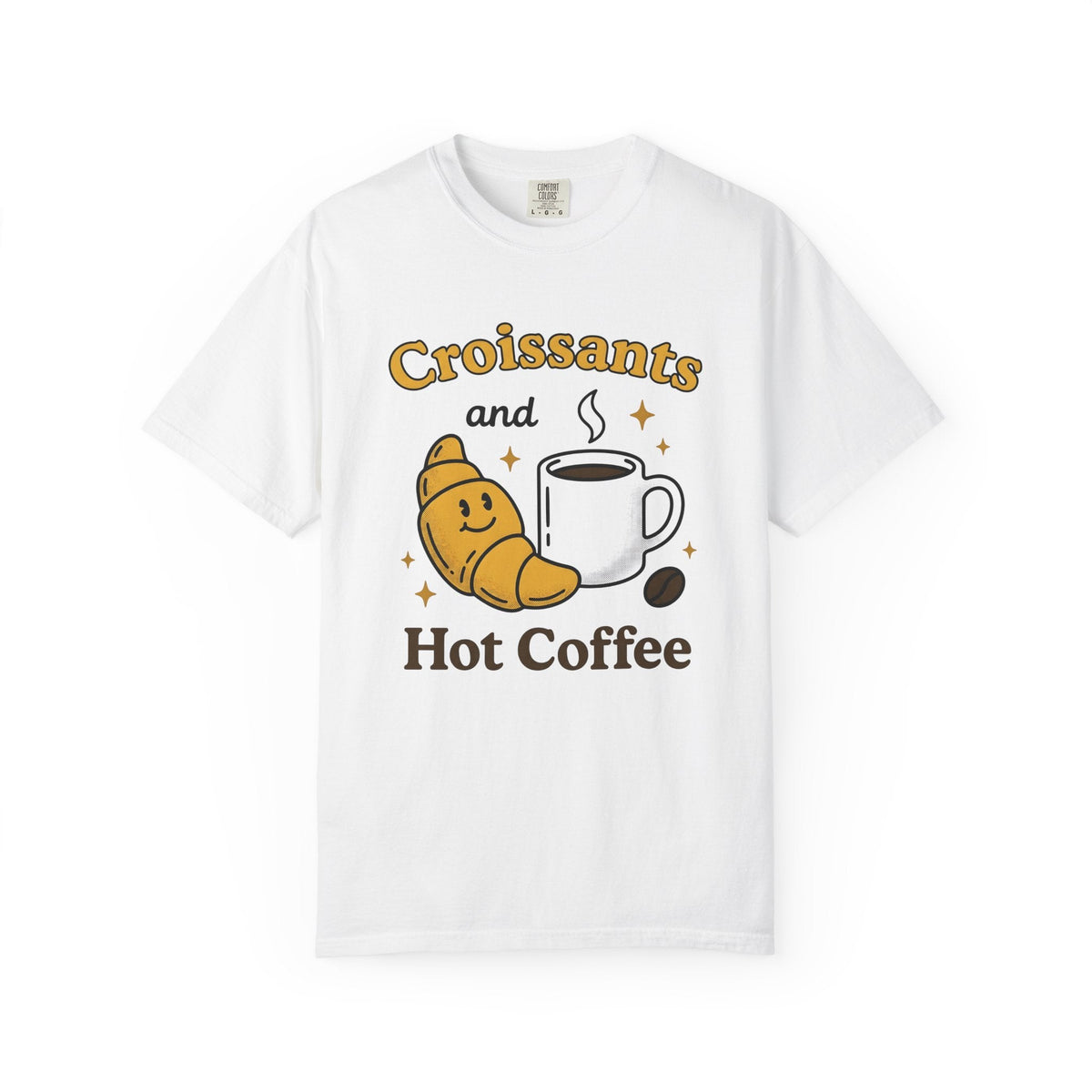 Croissant Espresso Cup Shirt Coffee Morning Meal Unisex Gift Hand Drawn Tee