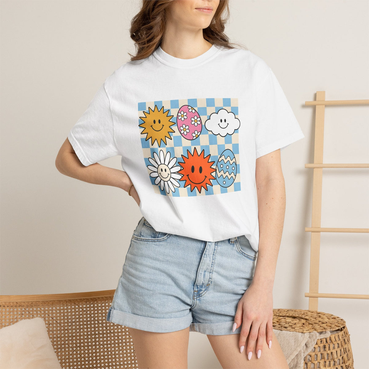Smiley Faces Shirt Easter Spring Unisex Gift Cartoon Tee product image 6