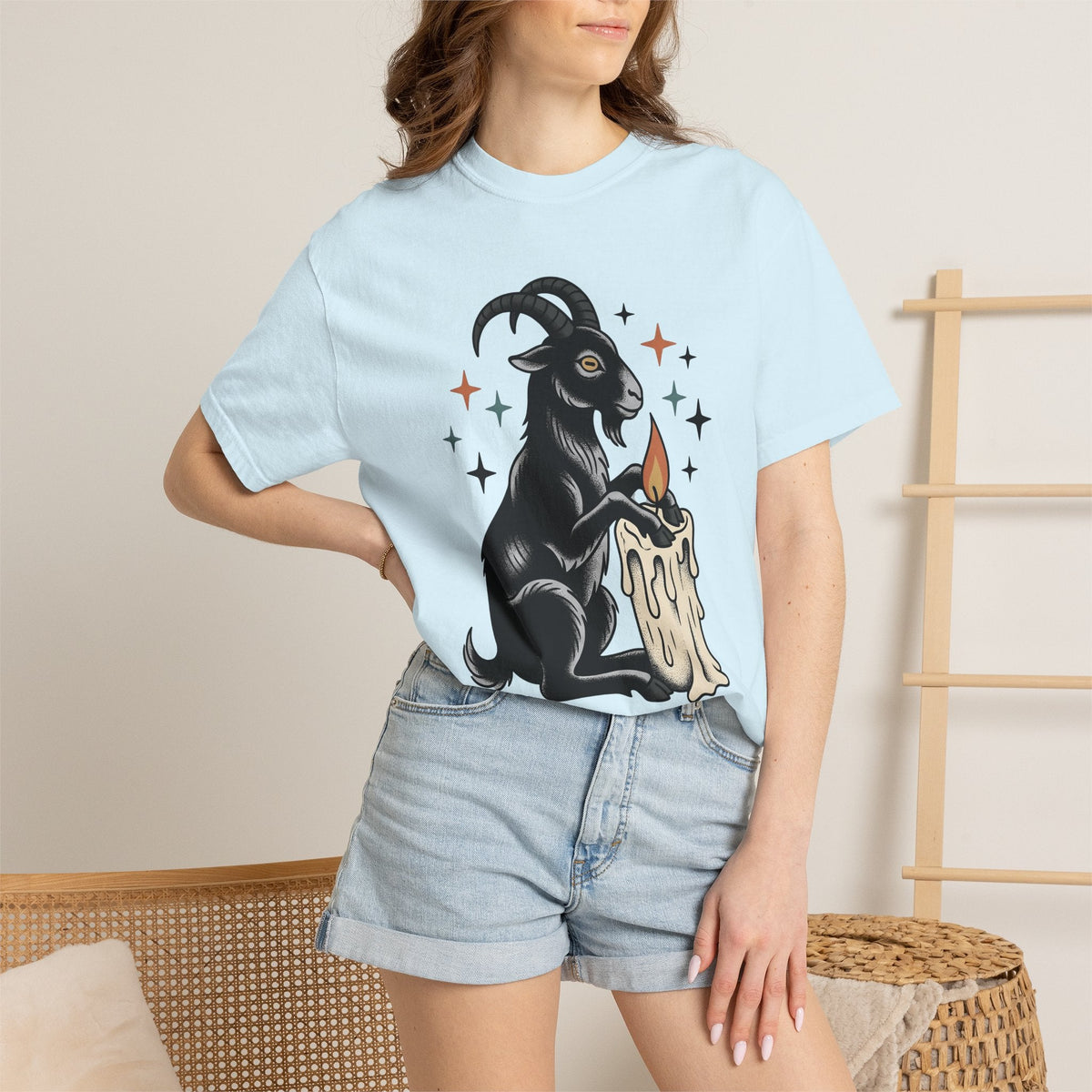 Goat Candle Shirt Boho Chic Gothic Unisex Gift Tattoo Tee product image 9
