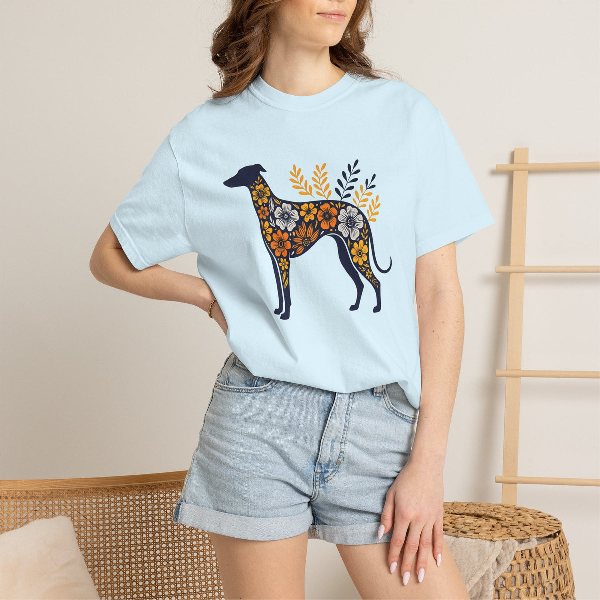 Greyhound Puppy Shirt Dog Wilderness Unisex Gift Flower Tee product image 9