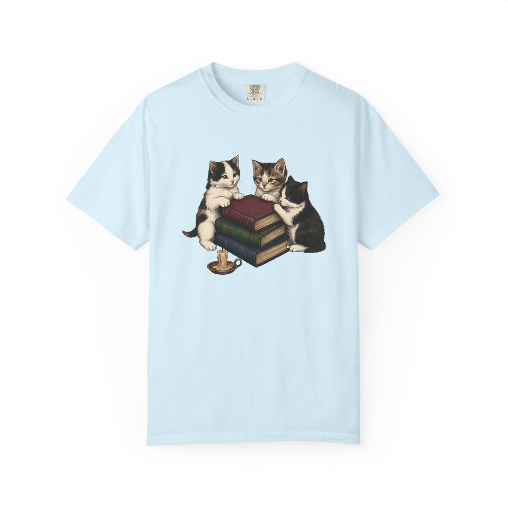Kitten Stack Shirt Cat Bookworm Unisex Gift Hand Drawn Tee product image 2