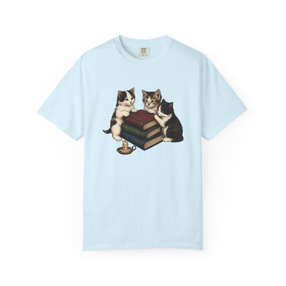 Kitten Stack Shirt Cat Bookworm Unisex Gift Hand Drawn Tee product image 2