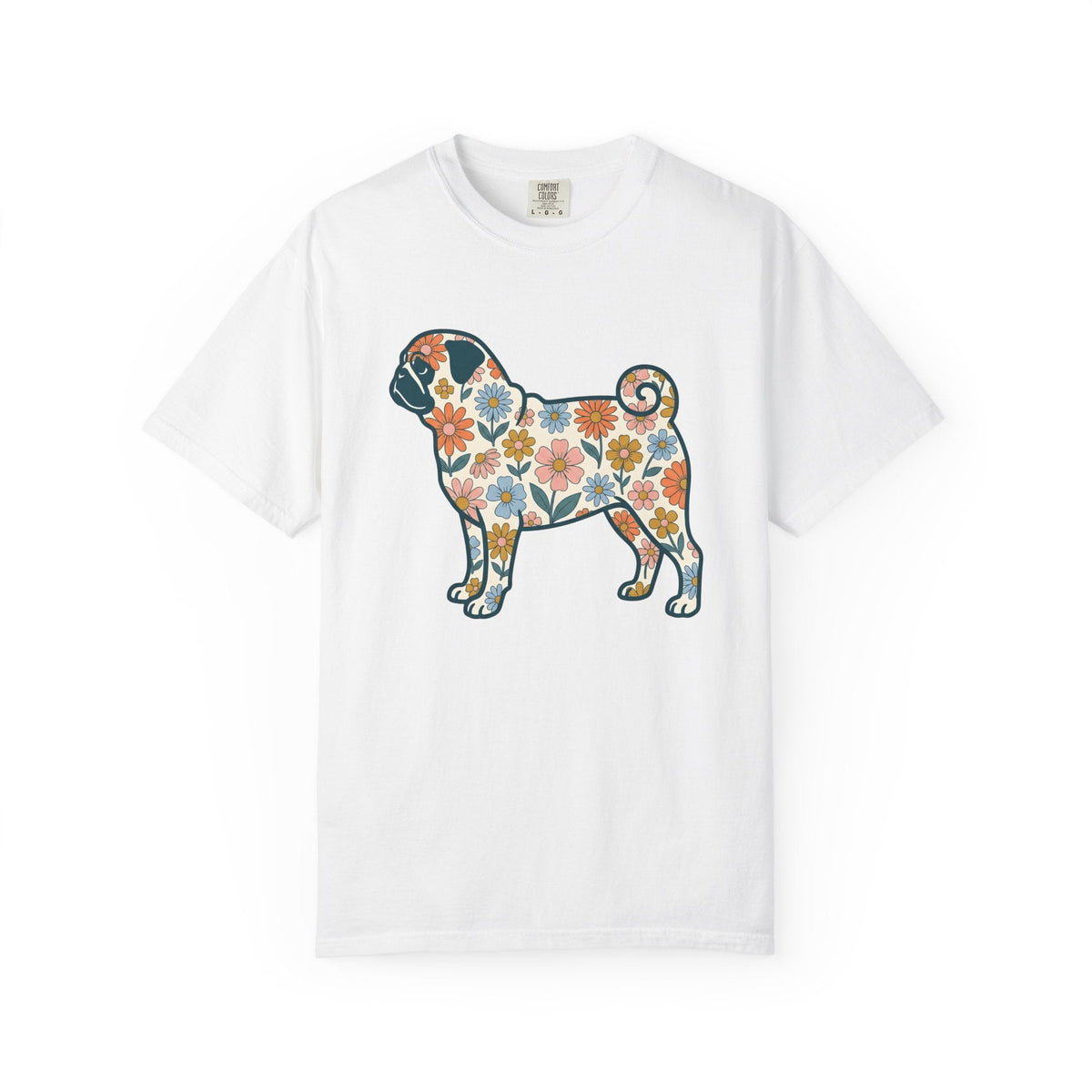 Pug Dog Shirt Floral Unisex Gift Graphic Tee Puggle T-Shirt product image 1