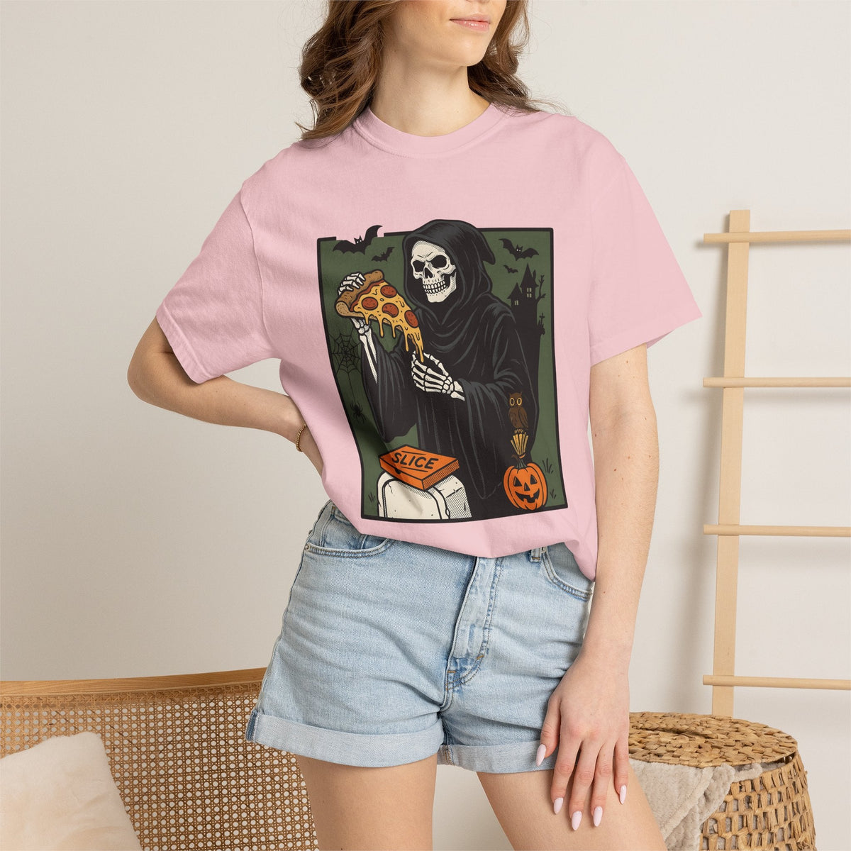 Death Skeleton Pizza Shirt Halloween Macabre Unisex Gift product image 13