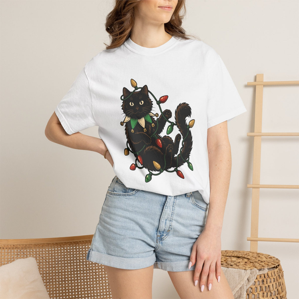 Black Cat Shirt Christmas Pet Unisex Gift Vintage Tee product image 6
