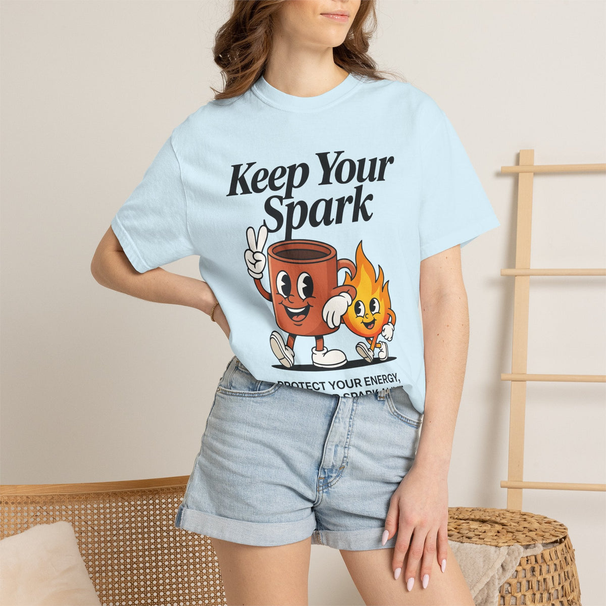 Coffee Cup Fire Shirt Cute Brew Unisex Gift Comic Tee Coffee Cup T-Shirt Kawaii