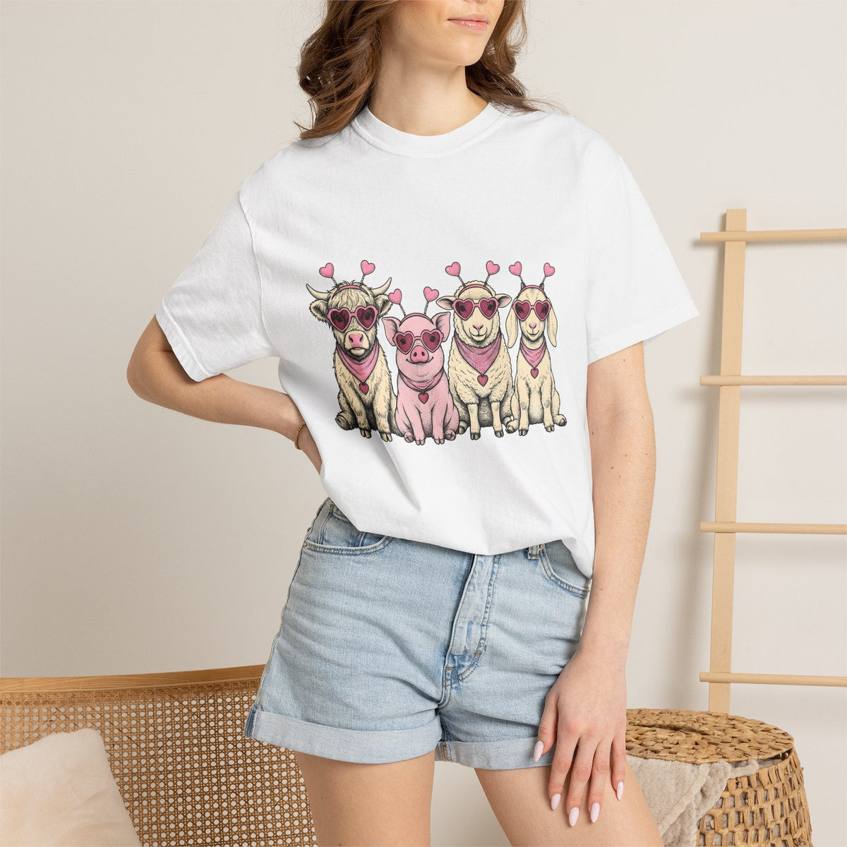 Barnyard Animals Shirt St Valentines Day Pets Gift Women product image 6