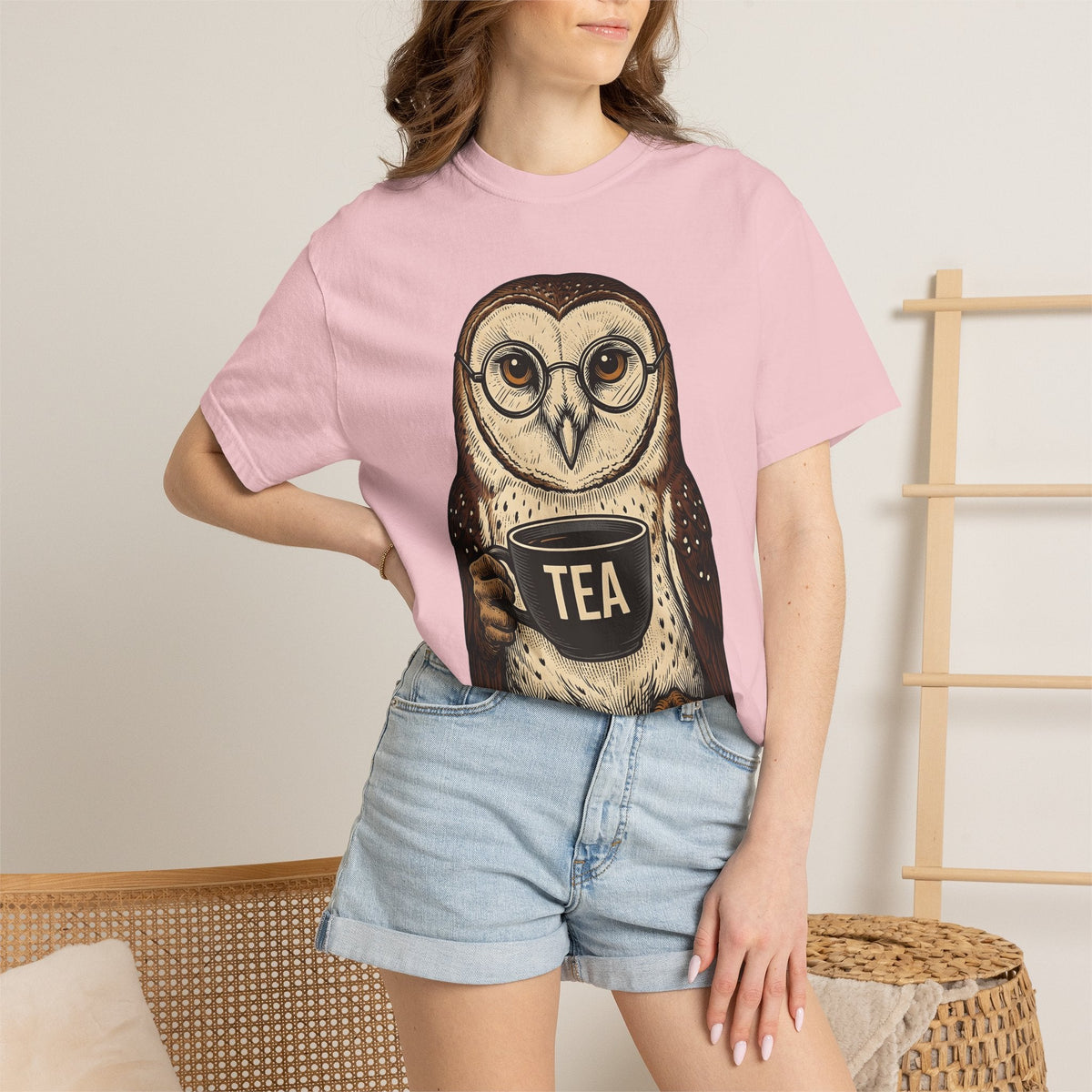 Owl Tea Cup Shirt Tea Animal Unisex Gift Vintage Tee Teacup T-Shirt Tea Fan