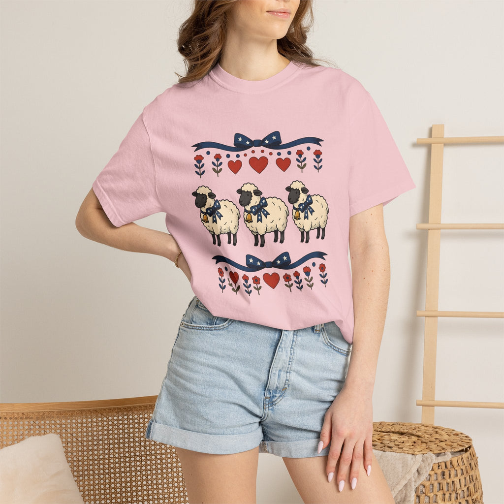 Sheep Trio Shirt 4th Of July Farmhouse Unisex Gift Folk Art product image 12