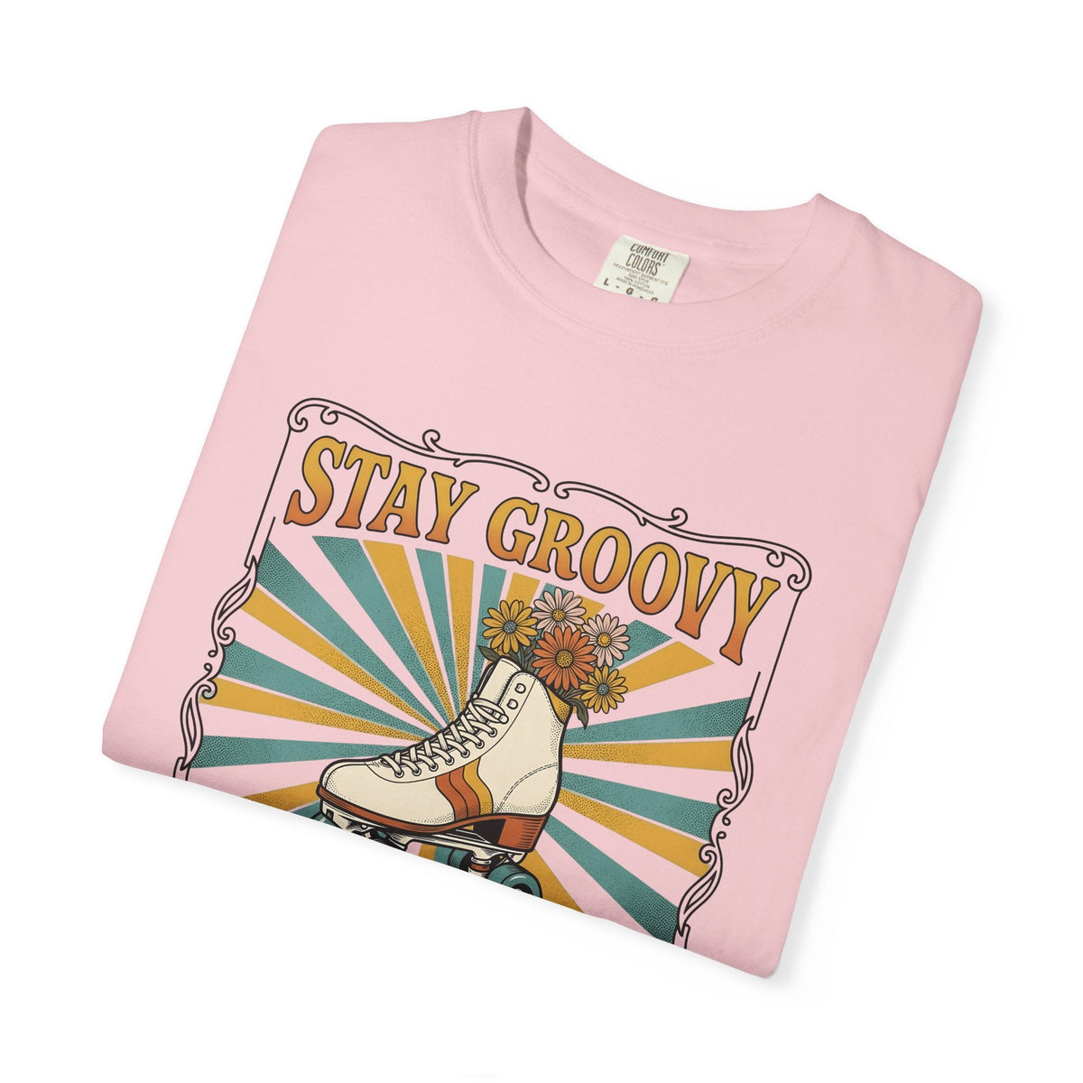 Roller Skate Shoes Shirt Boho Chic 70s Unisex Gift Line Art Tee Roller Skates