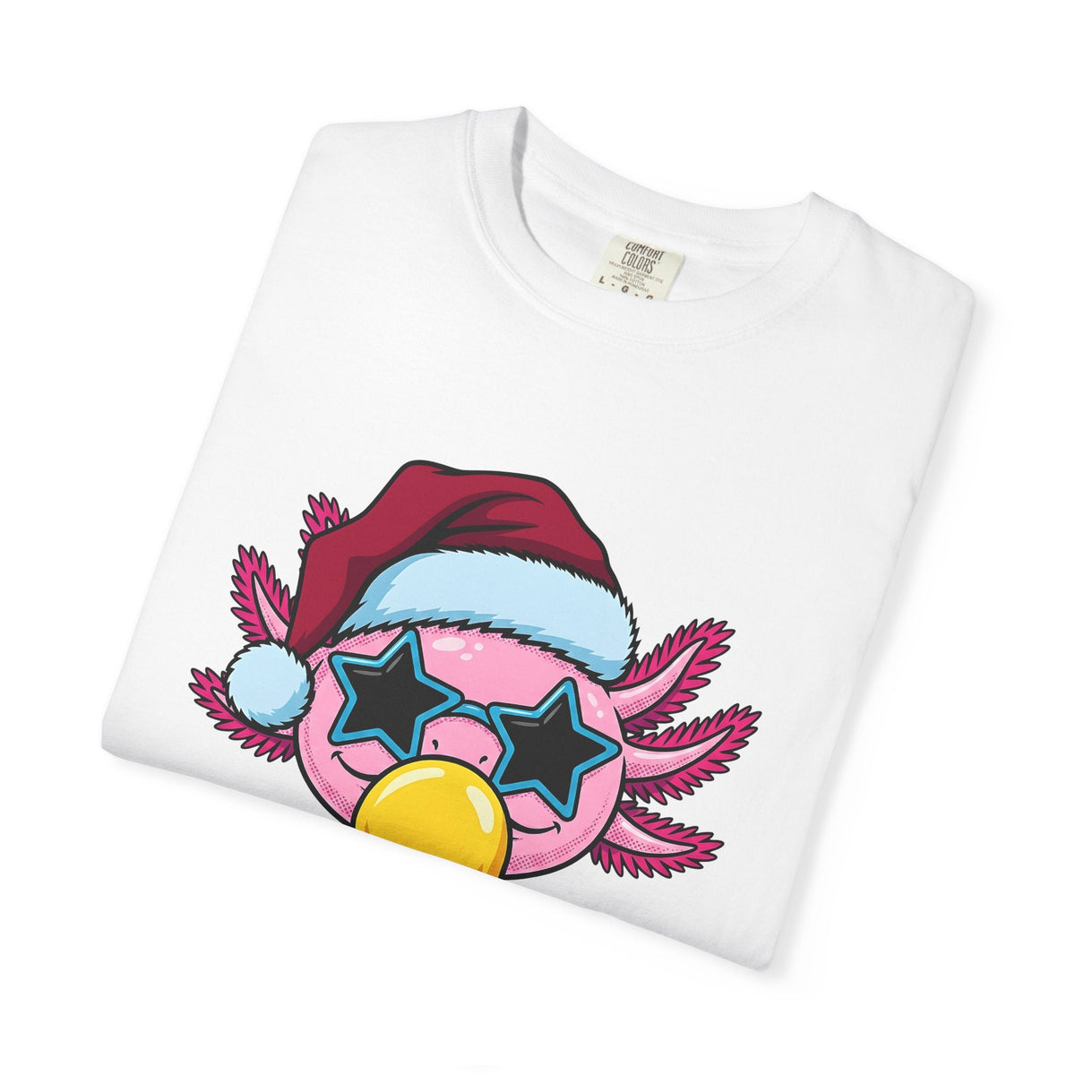 Axolotl Santa Hat Shirt Christmas Animal Unisex Gift Cartoon Tee Mexican