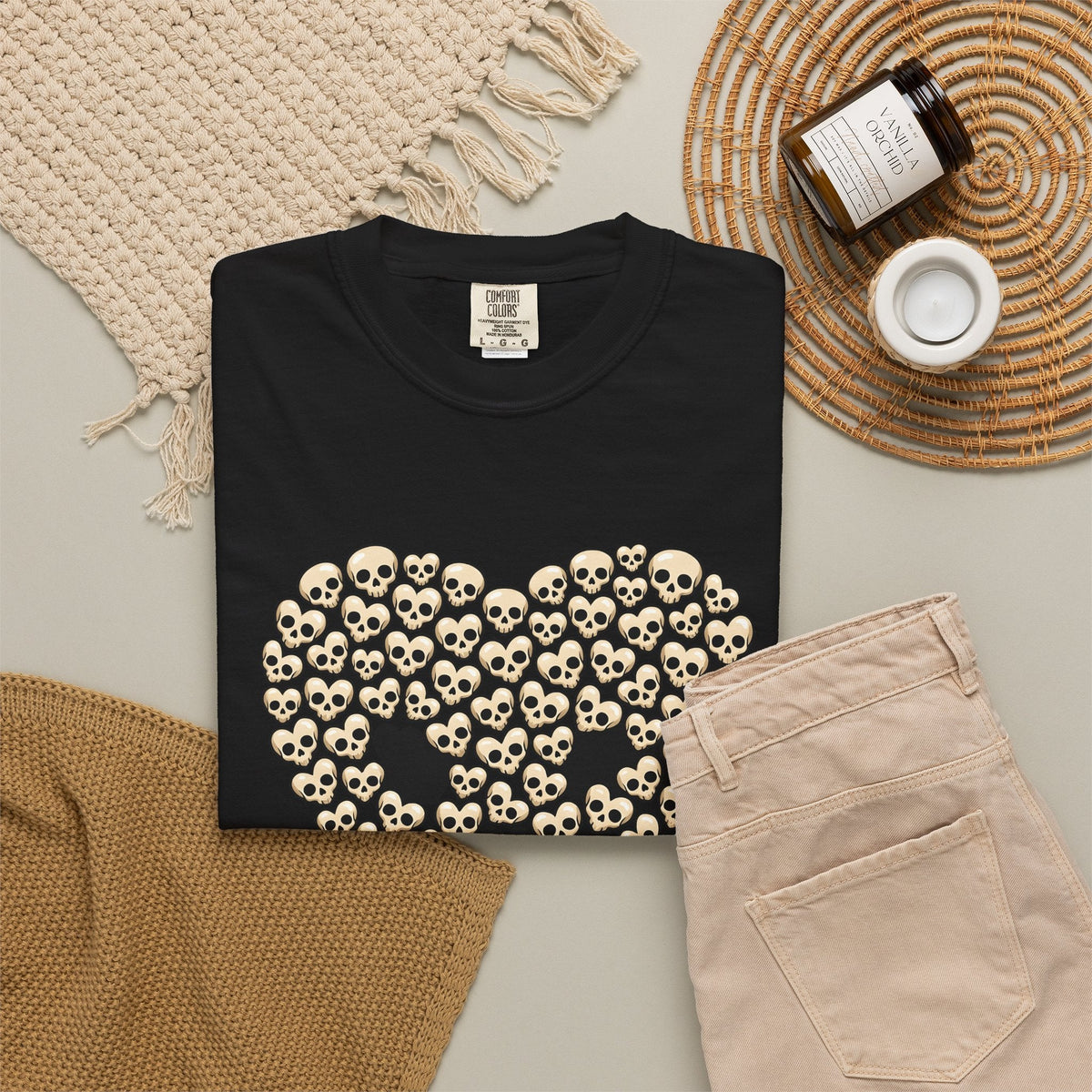 Skull Heart Shirt Valentines Day Emo Unisex Gift Comic Tee product image 16