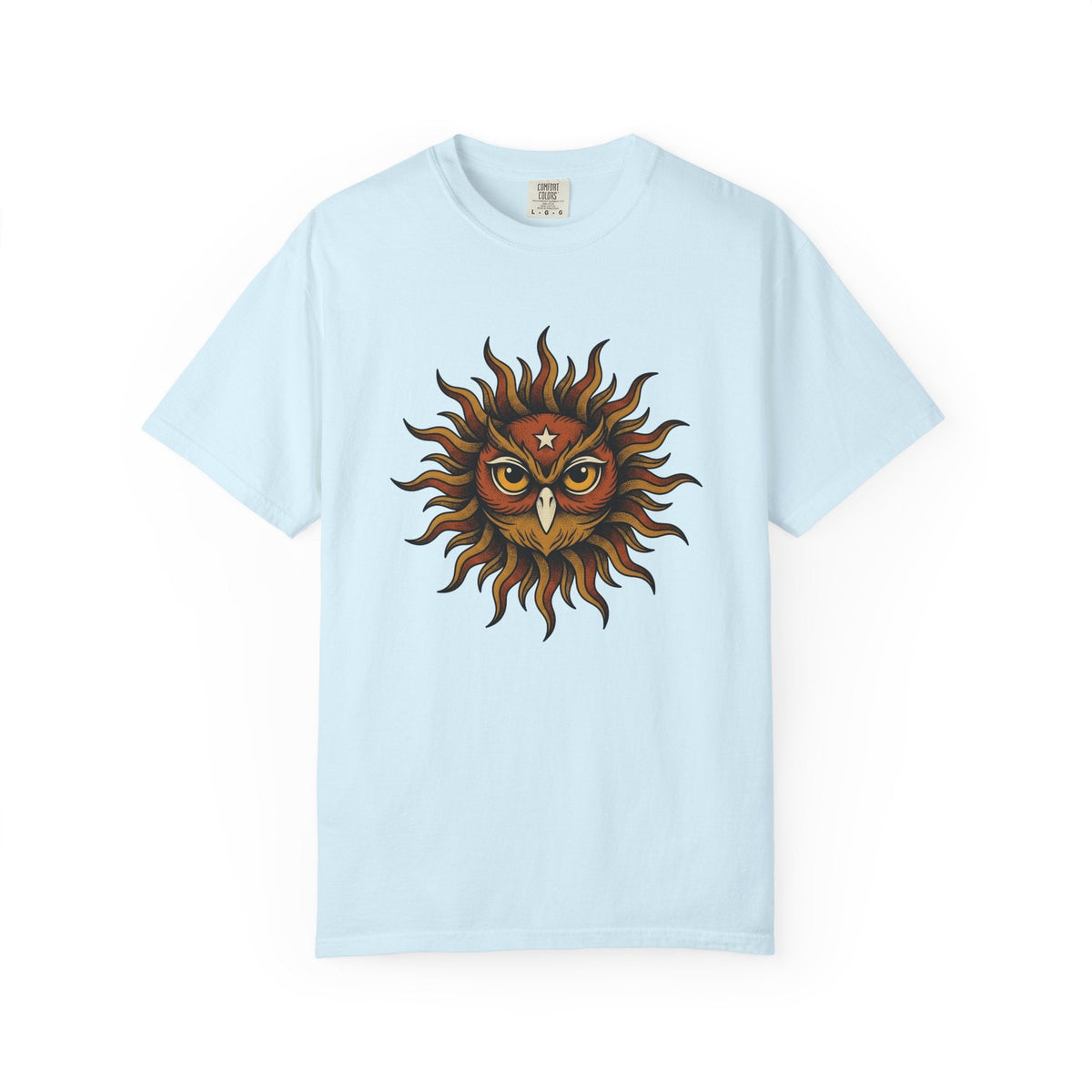 Owl Sun Shirt Bohemian Gift Women Line Art Tee Hoot T-Shirt product image 2