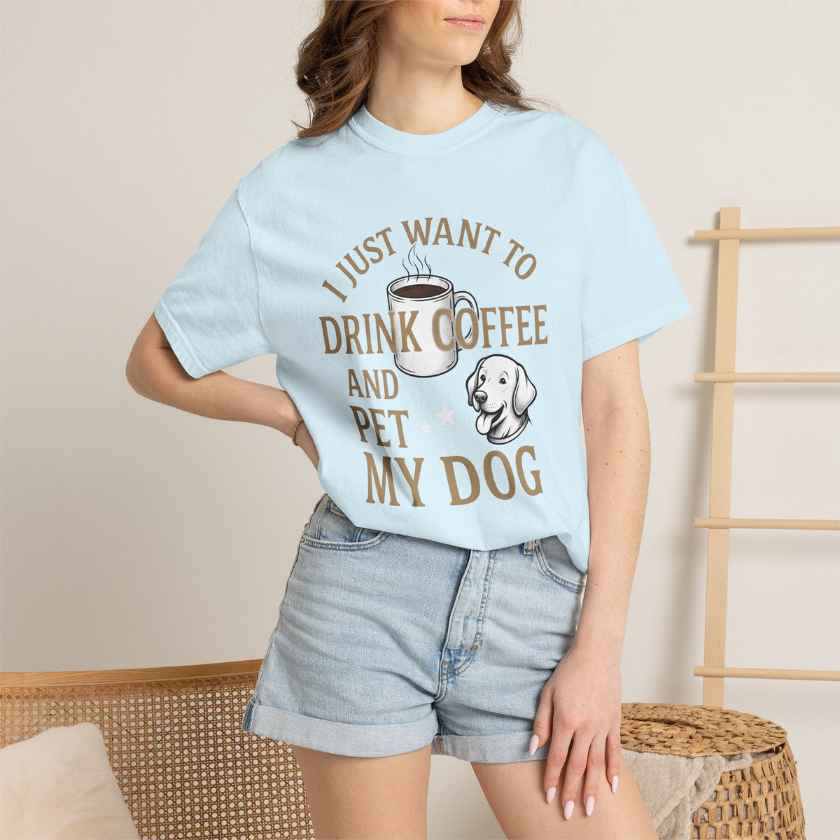 Dog Coffee Cup Shirt Dog Coffee Gift Women Vintage Tee Coffee Mug T-Shirt Dog Fan Retro Tshirt Caffeinated Graphic Hand Drawn Stars Tshirt