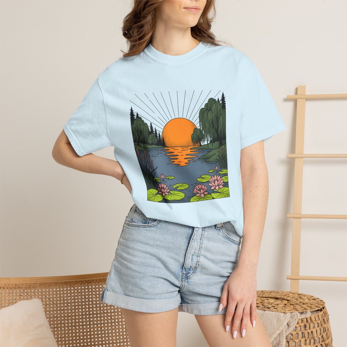 Twilight Lake Scene Shirt Nature Wildlife Gift Women Garden product image 9