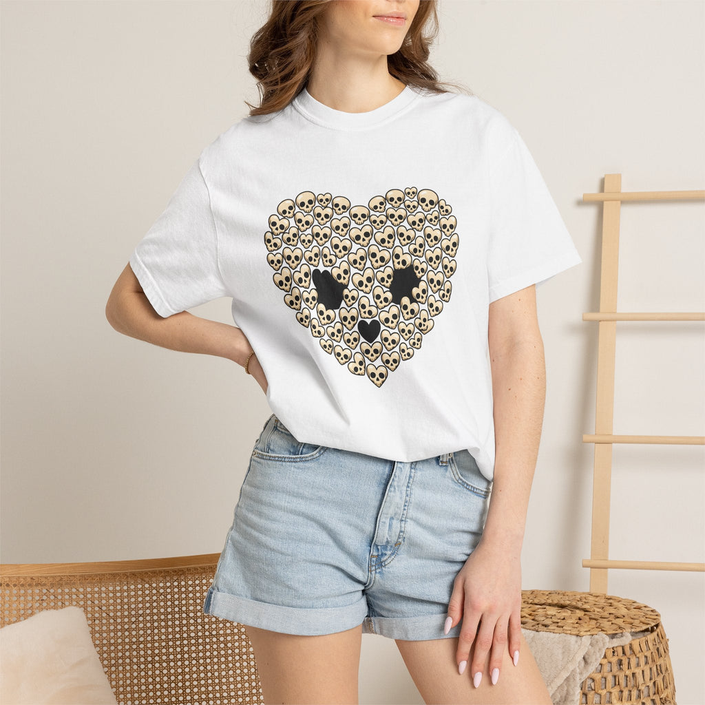 Skull Heart Shirt Valentines Day Emo Unisex Gift Comic Tee product image 7