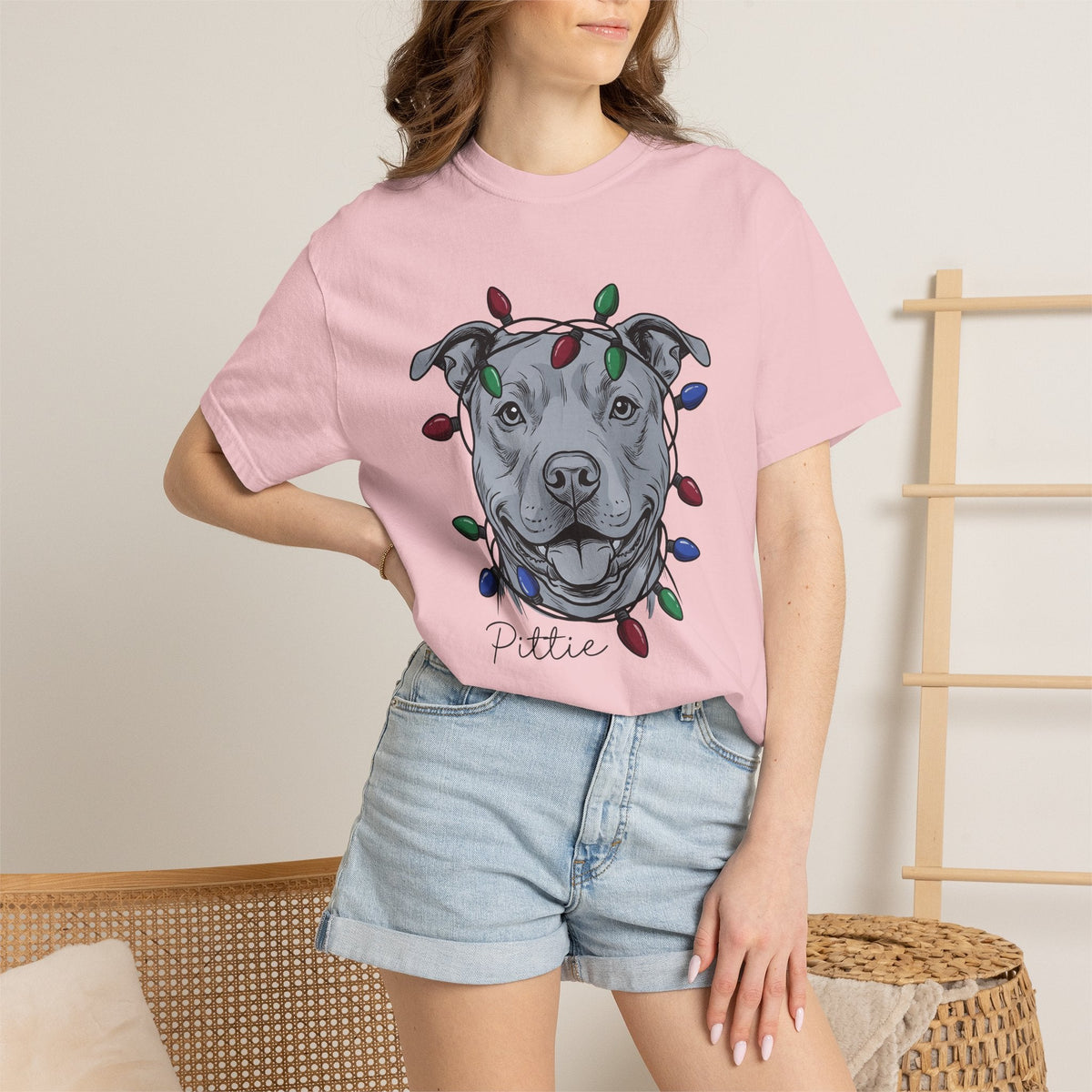 Pitbull Canine Shirt Dog Winter Unisex Gift Line Art Tee product image 12