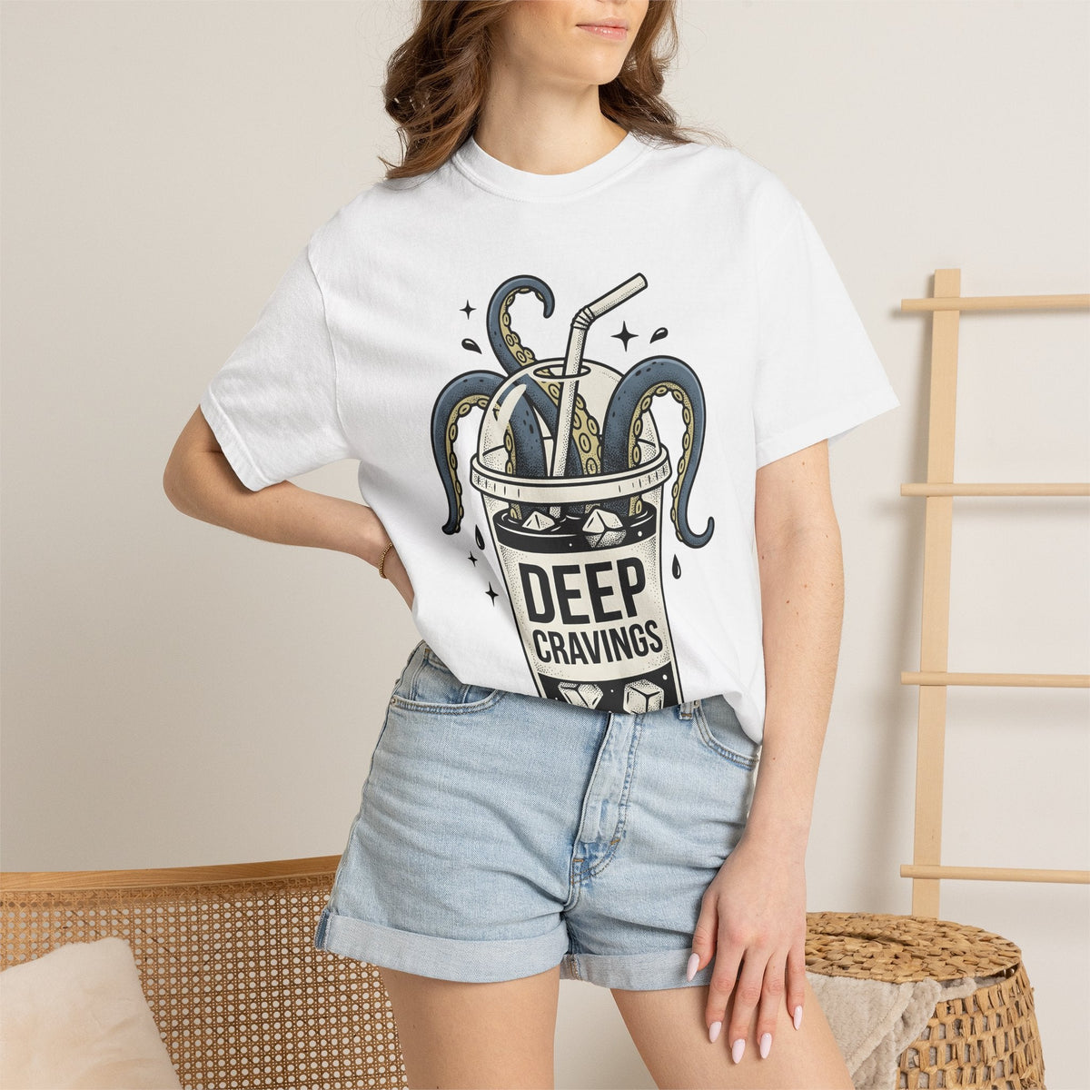 Octopus Cup Shirt Coffee Saltwater Unisex Gift Cartoon Tee Mug T-Shirt Coffee