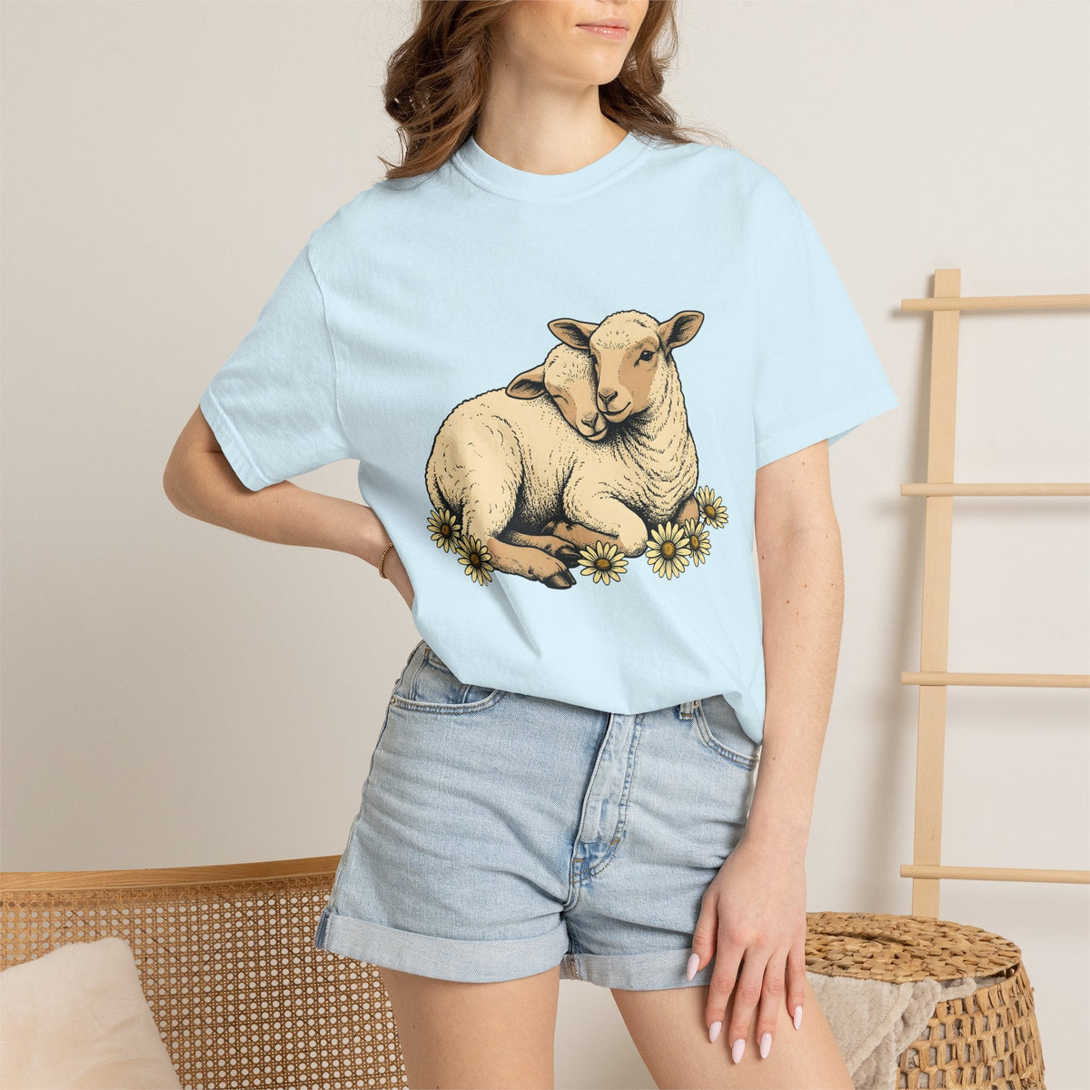 Young Lambs Shirt Easter Pets Unisex Gift Line Art Tee Lamb product image 9