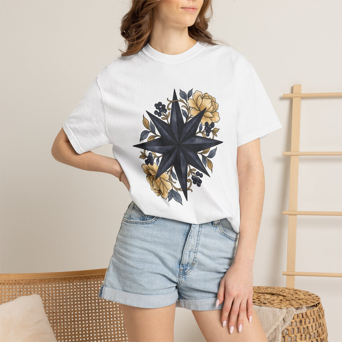 Compass Rose Shirt Boho Chic Plants Unisex Gift Floral Tee product image 6