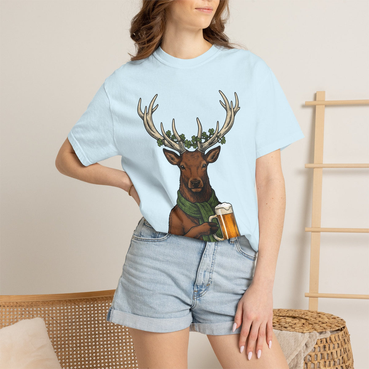 Deer Beer Mug Shirt St Patrick's Day Beer Unisex Gift Vintage Tee Beer Stein