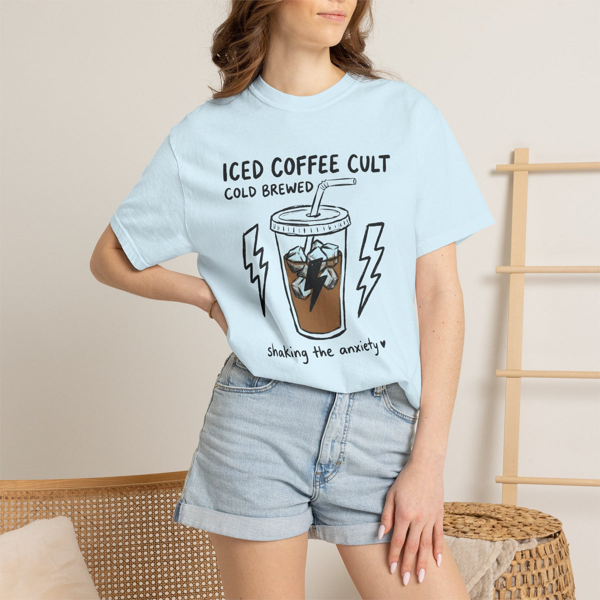 Cold Brew Cup Shirt Coffee Satire Unisex Gift Line Art Tee Cold Brew T-Shirt