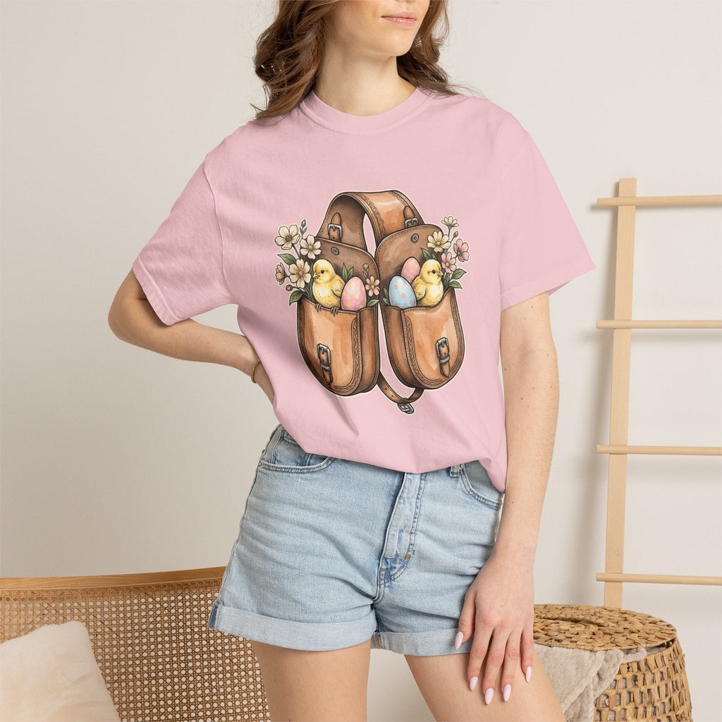 Baby Chicken Bag Shirt Easter Flowers Unisex Gift Floral Tee Chick Bag T-Shirt