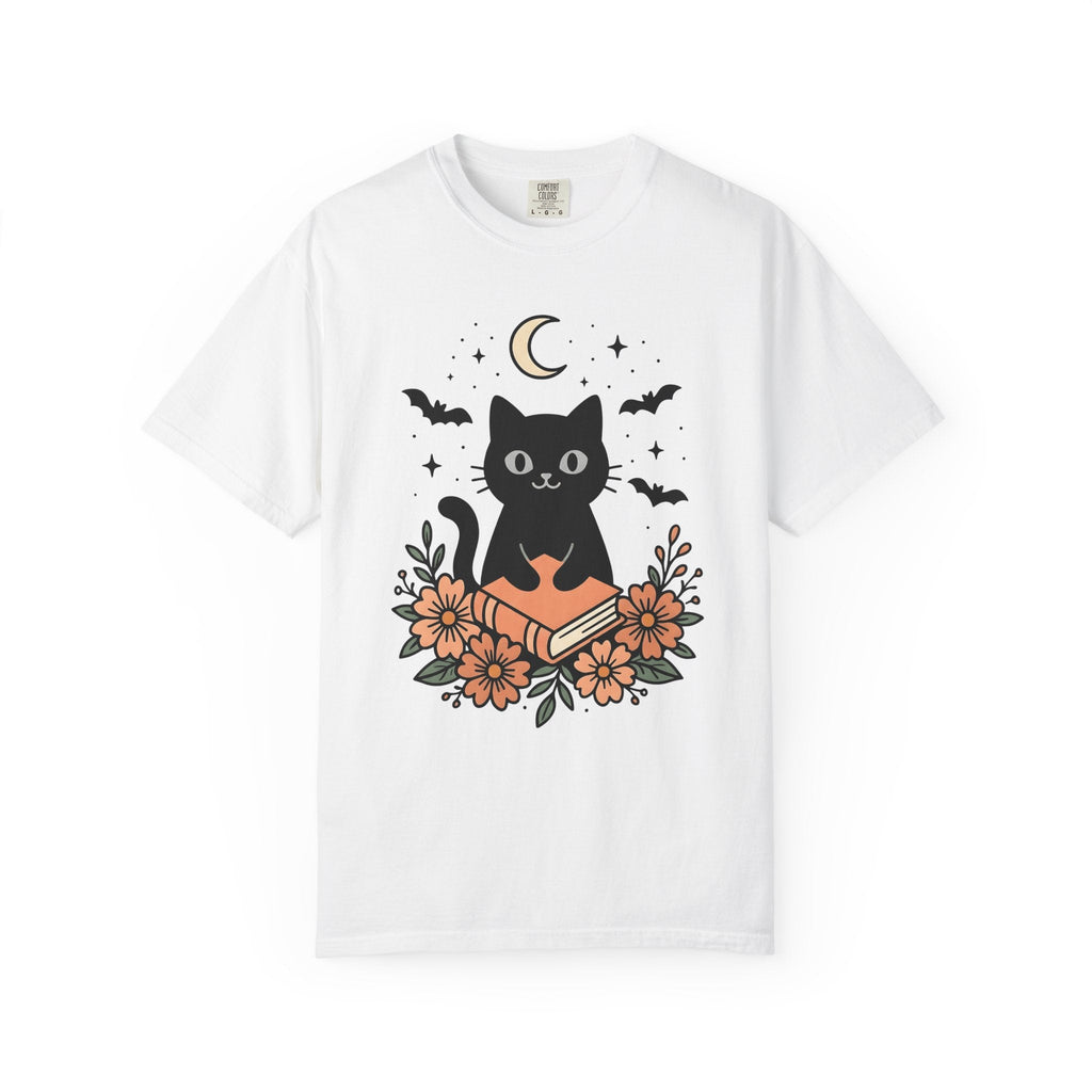Black Cat Shirt Halloween Sorcery Unisex Gift Line Art Tee product image 1