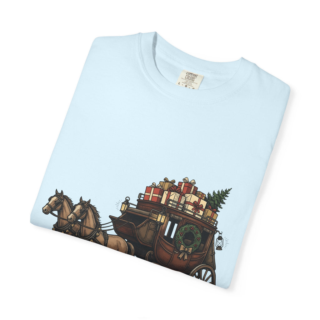 Horse Wagon Shirt Christmas Festive Unisex Gift Retro Tee product image 8