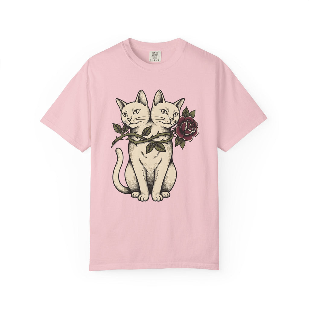 Dual-Headed Feline Shirt Cat Flower Art Unisex Gift product image 3