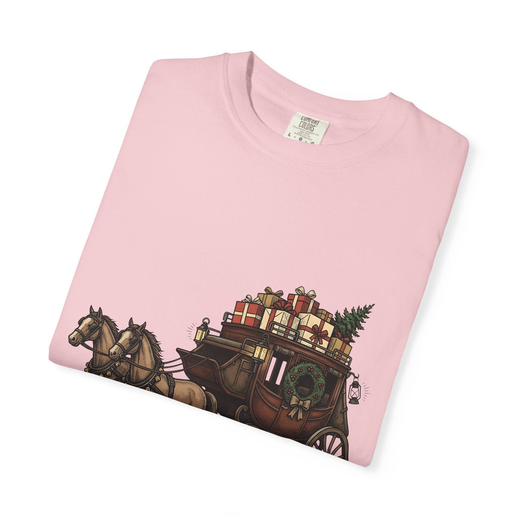 Horse Wagon Shirt Christmas Festive Unisex Gift Retro Tee product image 11