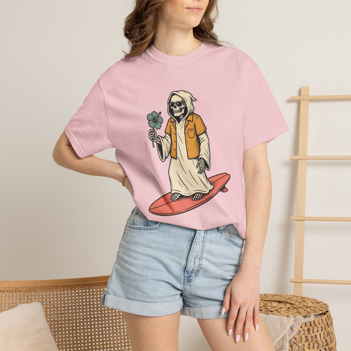 Skeleton Surfer Shirt Surfing Halloween Gift Women Tattoo product image 13