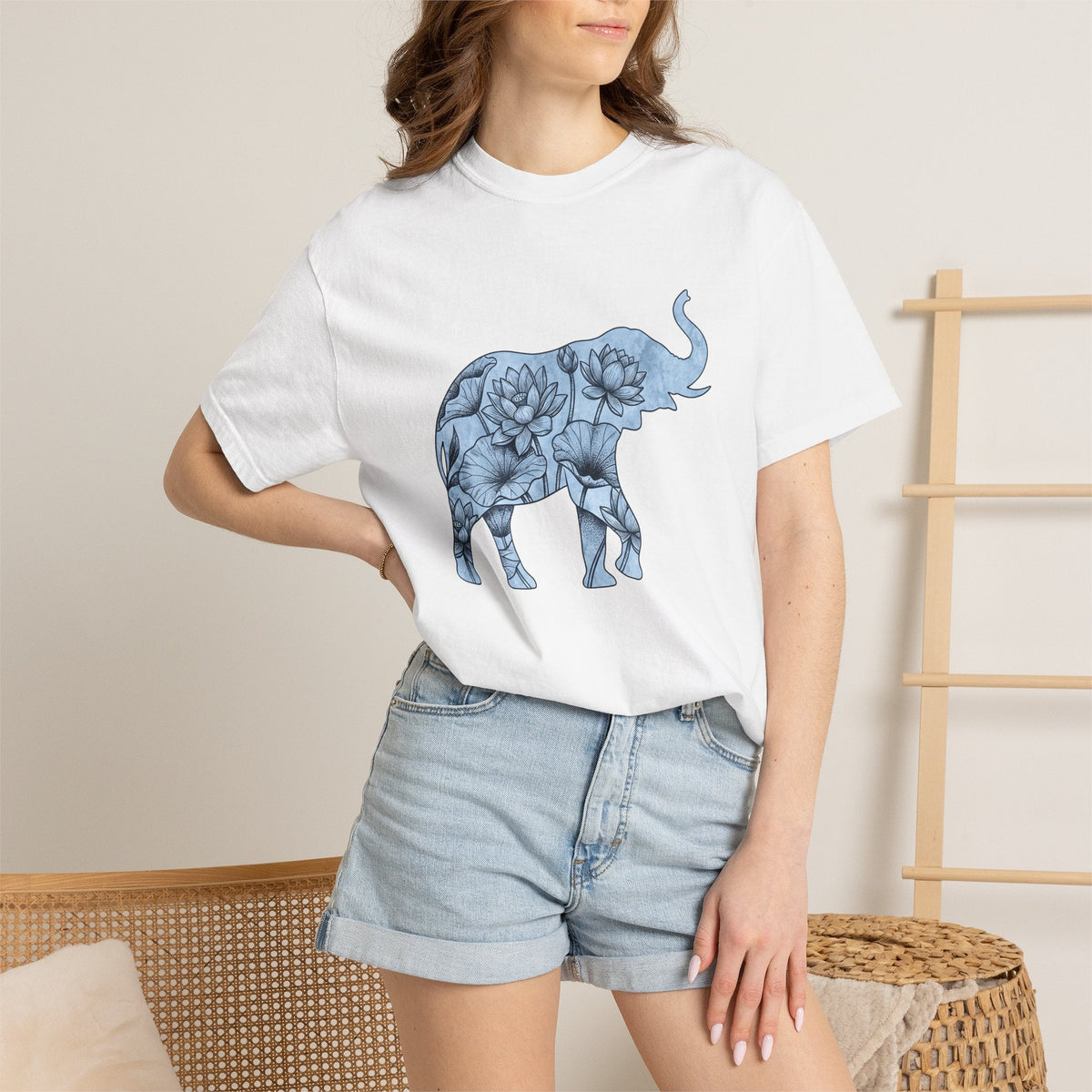 Elephant Flower Shirt Animals & Flowers Outdoors Gift Women product image 6