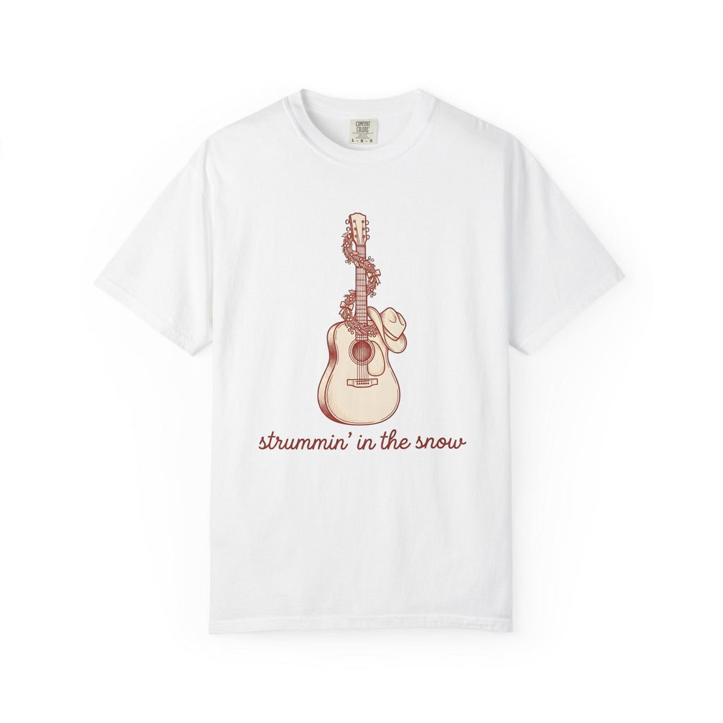 Guitar Wreath Shirt Christmas Music Unisex Gift Hand Drawn product image 1