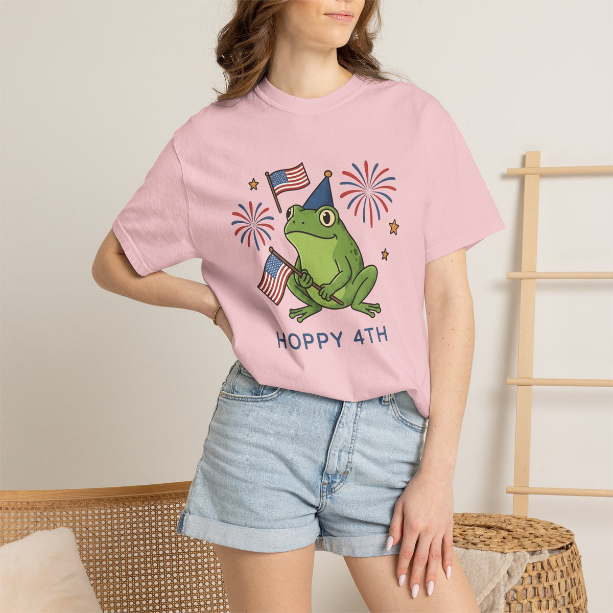 Frog Party Hat Shirt 4th Of July Animal Unisex Gift Cartoon Tee Toad T-Shirt
