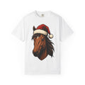 Horse Santa Hat Shirt Christmas Animal Unisex Gift Line Art Tee Equine T-Shirt