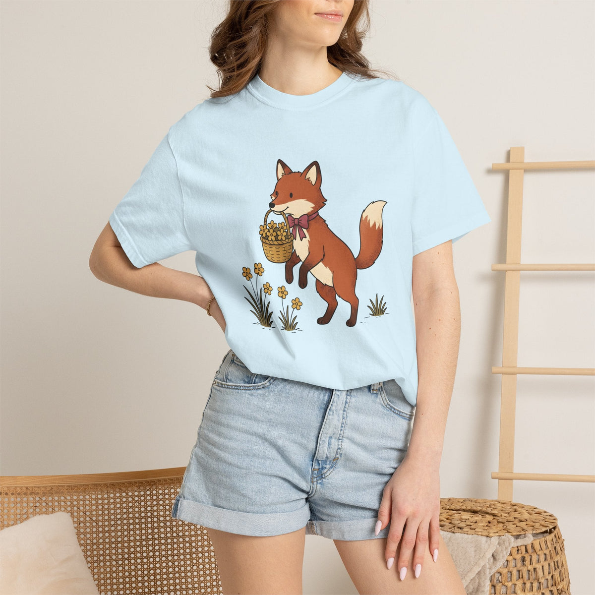 Fox Basket Shirt Easter Animal Unisex Gift Cute Tee product image 9