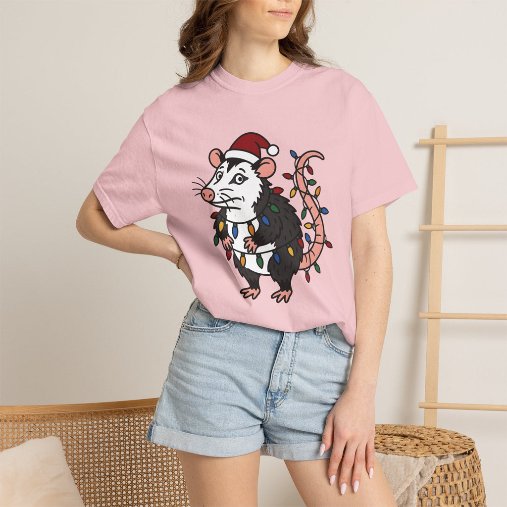 Possum Christmas Hat Shirt Christmas Pet Unisex Gift Doodle Tee Opossum T-Shirt