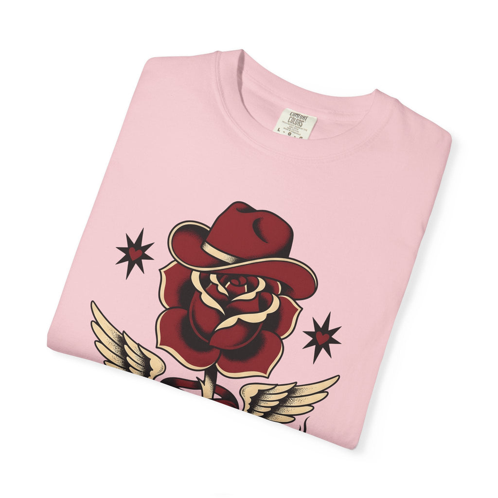 Rose Cowboy Hat Shirt Western Floral Unisex Gift Tattoo Tee Cowboy Hat T-Shirt