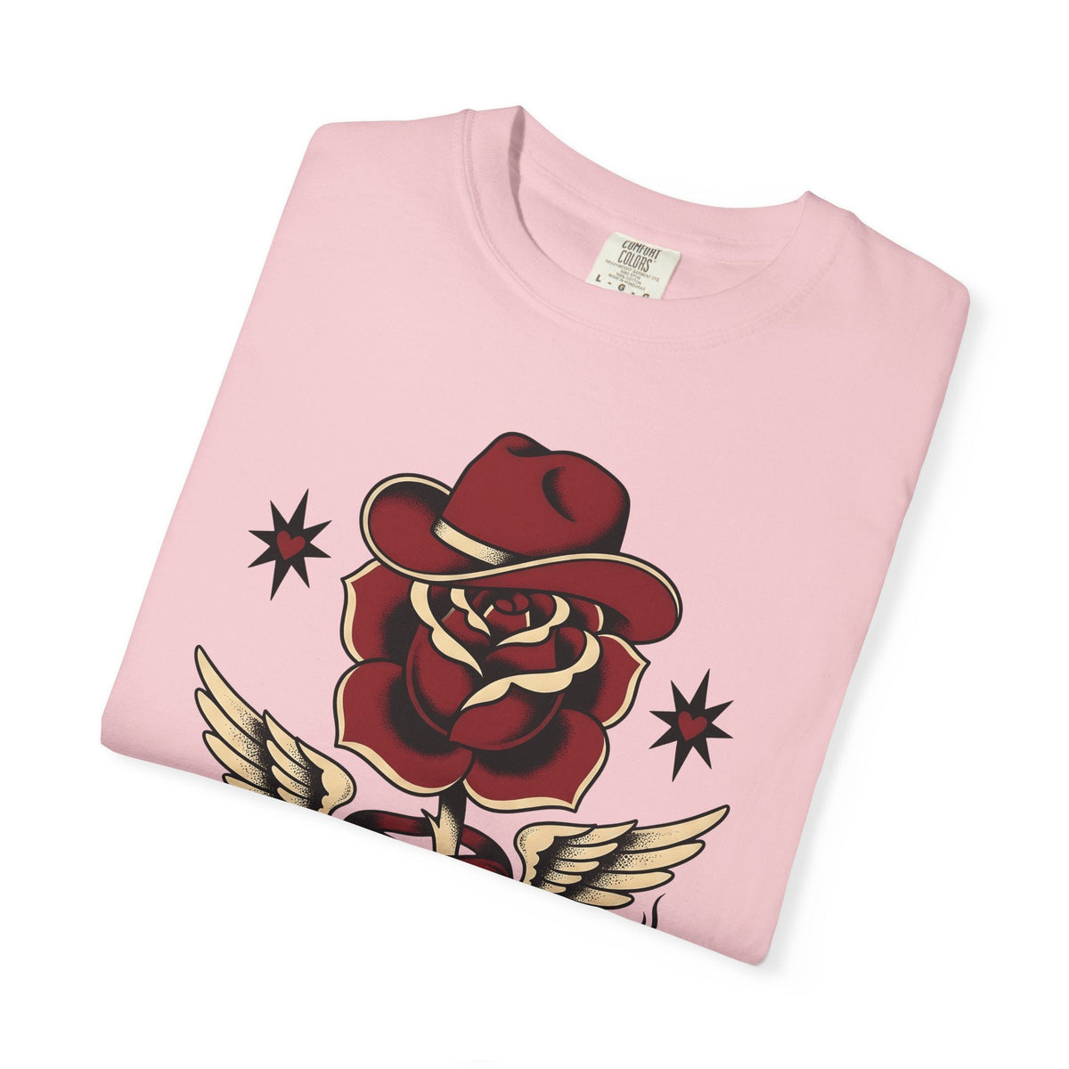 Rose Cowboy Hat Shirt Western Floral Unisex Gift Tattoo Tee Cowboy Hat T-Shirt