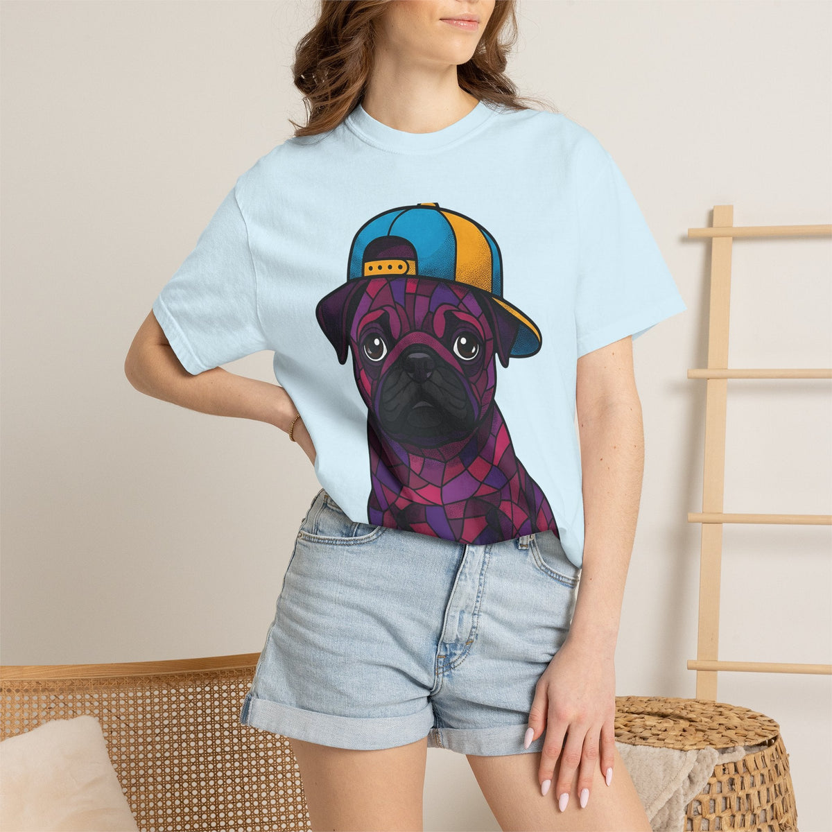 Pug Puppy Shirt Dog Casual Wear Unisex Gift Stained Glass product image 9