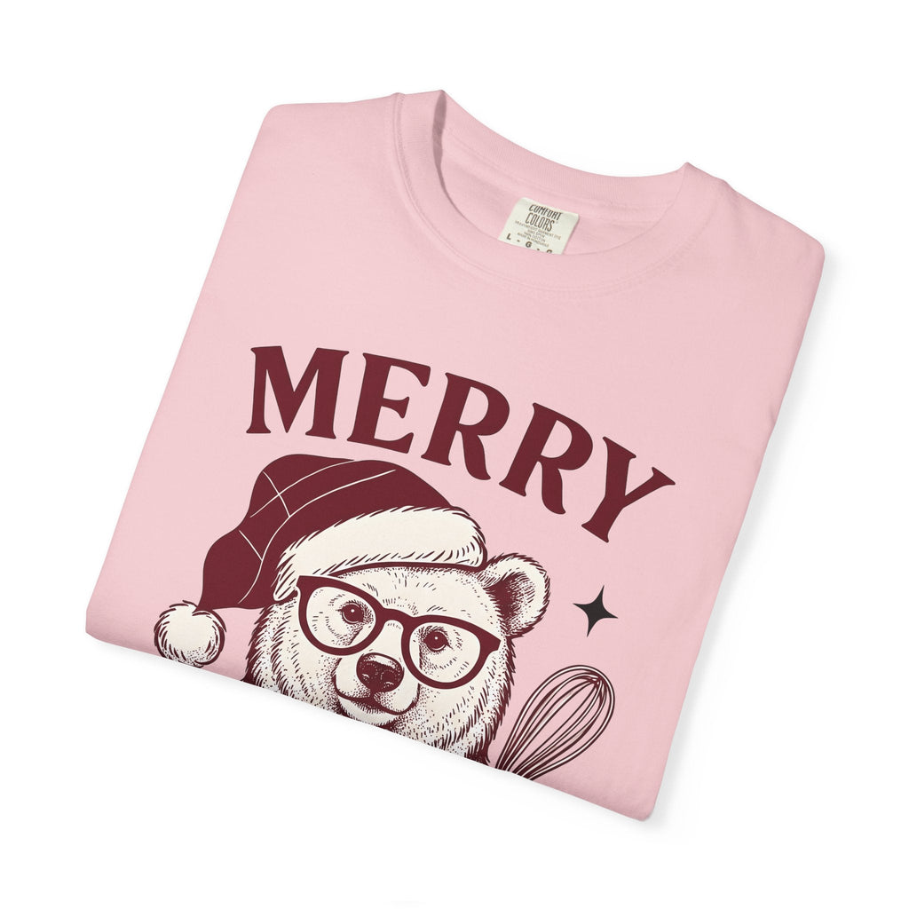 Bear Festive Hat Shirt Christmas Dessert Unisex Gift Doodle Tee Teddy T-Shirt