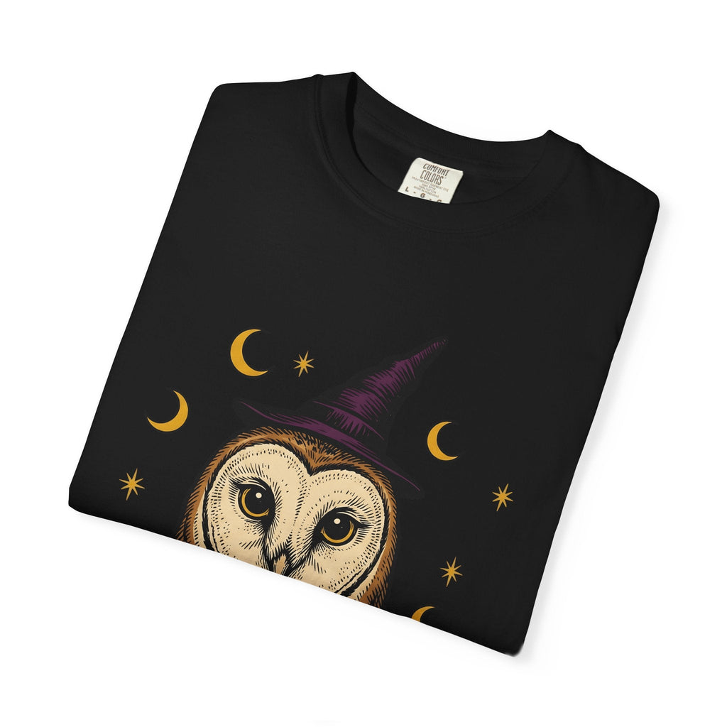 Owl Wizard Hat Shirt Halloween Wildlife Unisex Gift Sketch Tee Wizard Hat